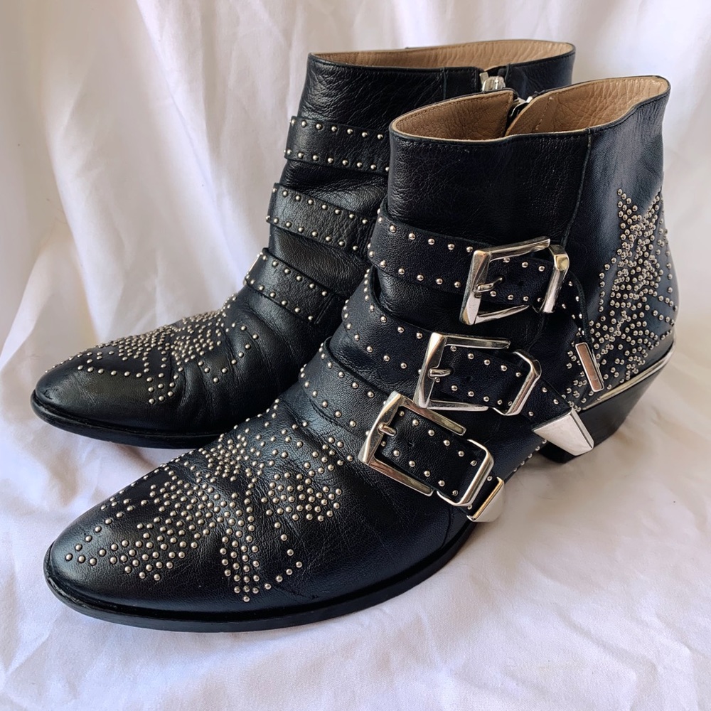 Chloe Susanna short boot - Black/silver 39.5